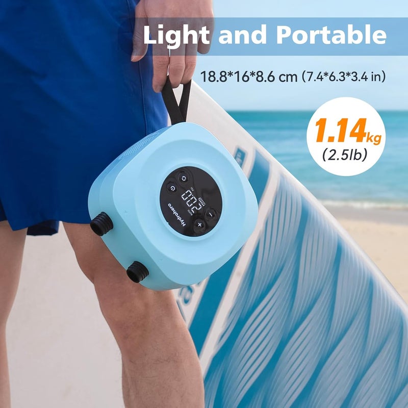 Hydrohero مضخة لوح التجديف الكهربائية، مضخة SUP عالية الضغط قابلة لإعادة الشحن 20PSI، تضخيم وتفريغ ذكي مزدوج المرحلة، إيقاف تلقائي لألواح التجديف، كيت التزلج، خيمة، قارب - Image 4